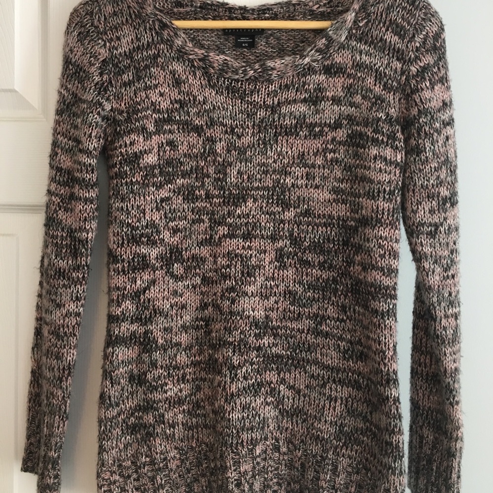 🤍 Apostrophe Gray & Pink Sweater - Sz Small